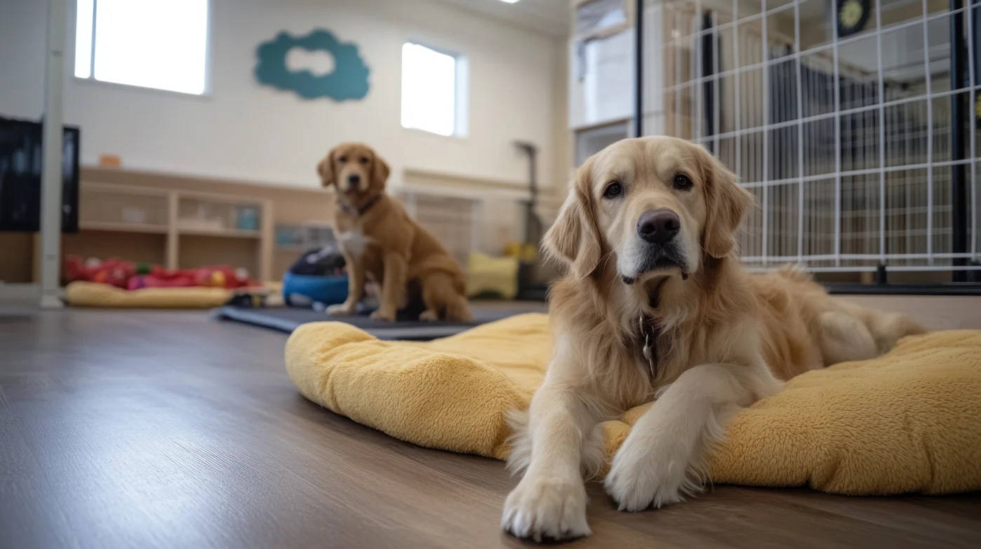 chiens couchés sur des coussins